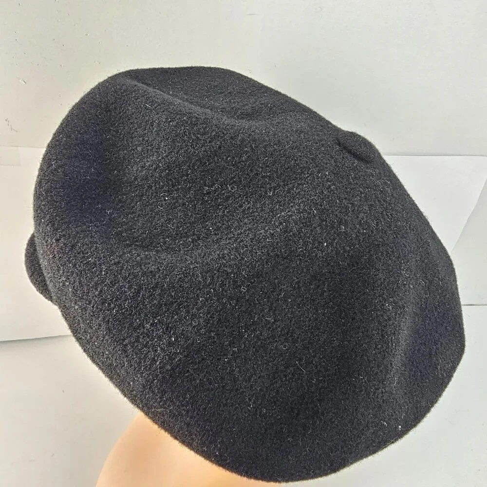 Vintage Kangol Black Wool Spitfire Torist Cap Hat Large - Picture 5 of 9